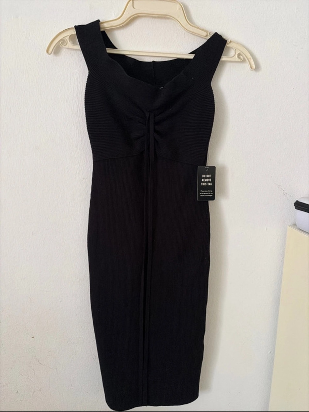 Express Black Sleeveless Midi Dress with Ruched Front